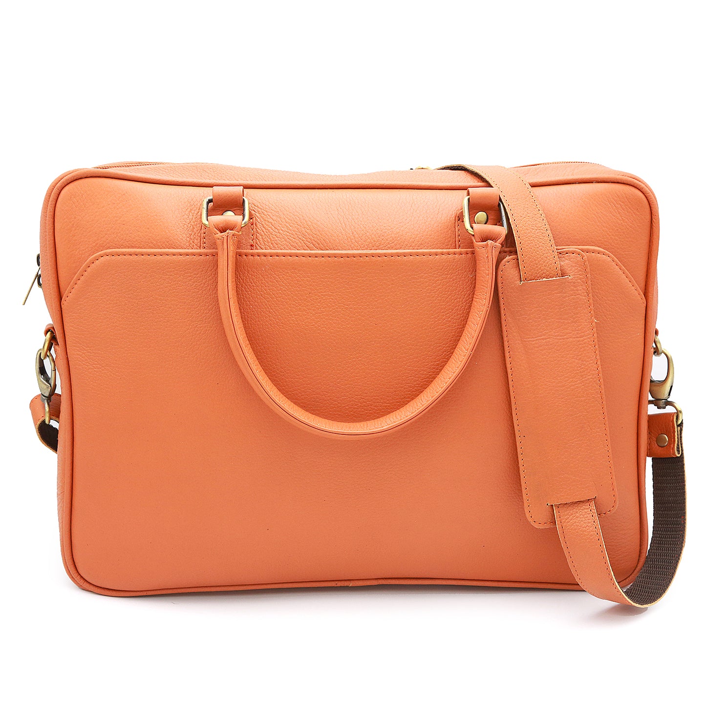 Genuine Leather Sunrise Orange Laptop Shoulder Bag LLB-01