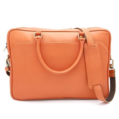 Genuine Leather Sunrise Orange Laptop Shoulder Bag LLB-01