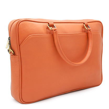 Genuine Leather Sunrise Orange Laptop Shoulder Bag LLB-01