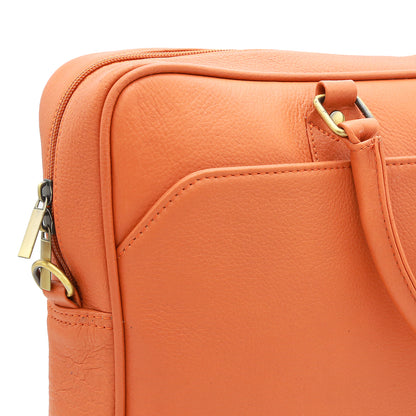 Genuine Leather Sunrise Orange Laptop Shoulder Bag LLB-01