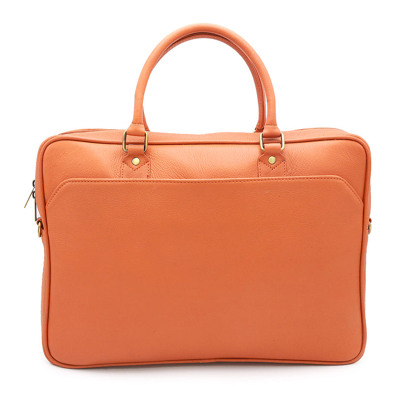 Genuine Leather Sunrise Orange Laptop Shoulder Bag LLB-01