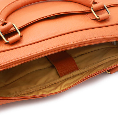 Genuine Leather Sunrise Orange Laptop Shoulder Bag LLB-01