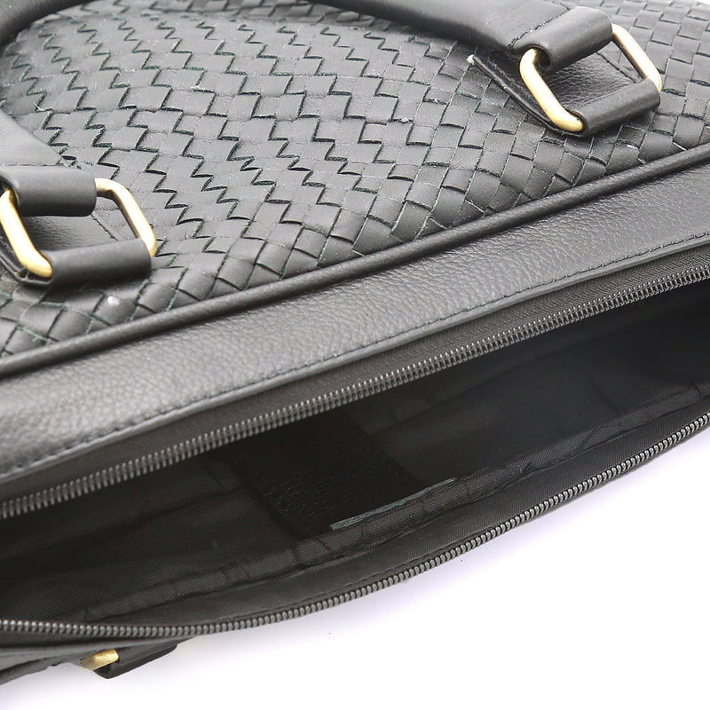 Genuine Leather Fancy Black Laptop Shoulder Bag LLB-04